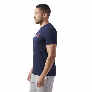 Reebok Linear Read T Shirt Herren - Indigo - DE 694-NMY